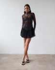 BRISA MINI DRESS IN BLACK LACE - De La Vali