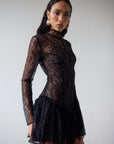 BRISA MINI DRESS IN BLACK LACE