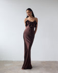 ESPERANAZA MAXI DRESS IN CEDAR SILK SATIN - De La Vali