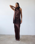 KHAMSIN MAXI DRESS IN CEDAR SILK SATIN