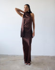 KHAMSIN MAXI DRESS IN CEDAR SILK SATIN - De La Vali