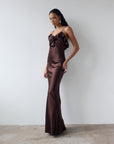 ESPERANAZA MAXI DRESS IN CEDAR SILK SATIN