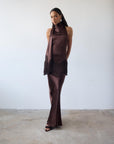 KHAMSIN MAXI DRESS IN CEDAR SILK SATIN - De La Vali