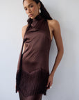 KHAMSIN MAXI DRESS IN CEDAR SILK SATIN - De La Vali