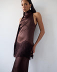 KHAMSIN MAXI DRESS IN CEDAR SILK SATIN - De La Vali
