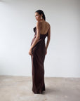 ESPERANAZA MAXI DRESS IN CEDAR SILK SATIN - De La Vali
