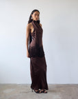 KHAMSIN MAXI DRESS IN CEDAR SILK SATIN - De La Vali