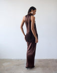 KHAMSIN MAXI DRESS IN CEDAR SILK SATIN
