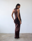 KHAMSIN MAXI DRESS IN CEDAR SILK SATIN - De La Vali