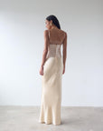 CLEODORA MAXI DRESS IN CREAM SILK SATIN - De La Vali