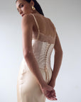 CLEODORA MAXI DRESS IN CREAM SILK SATIN - De La Vali