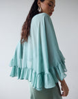 PRECIOSO CAPE IN SEA GREEN SILK CHIFFON
