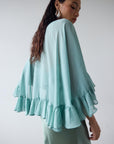 PRECIOSO CAPE IN SEA GREEN SILK CHIFFON - De La Vali