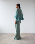 PRECIOSO CAPE IN SEA GREEN SILK CHIFFON - De La Vali
