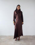 BAYAMO LONG DRESS IN CEDAR SILK SATIN - De La Vali