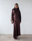 BAYAMO LONG DRESS IN CEDAR SILK SATIN - De La Vali