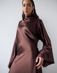 BAYAMO LONG DRESS IN CEDAR SILK SATIN