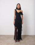 LESTE MAXI DRESS IN BLACK GEORGETTE