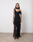 LESTE MAXI DRESS IN BLACK GEORGETTE - De La Vali
