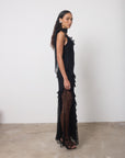 LESTE MAXI DRESS IN BLACK GEORGETTE - De La Vali