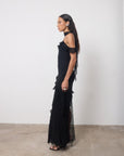 LESTE MAXI DRESS IN BLACK GEORGETTE - De La Vali
