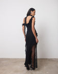 LESTE MAXI DRESS IN BLACK GEORGETTE - De La Vali