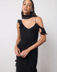 LESTE MAXI DRESS IN BLACK GEORGETTE
