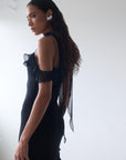LESTE MAXI DRESS IN BLACK GEORGETTE