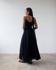 HARMATTAN MIDI DRESS IN BLACK GEORGETTE - De La Vali