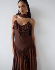 HARMATTAN MIDI DRESS IN CEDAR GEORGETTE