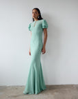 SUMATRA MAXI DRESS IN SEA GREEN GEORGETTE