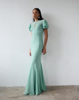 SUMATRA MAXI DRESS IN SEA GREEN GEORGETTE - De La Vali