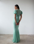 SUMATRA MAXI DRESS IN SEA GREEN GEORGETTE - De La Vali