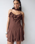 HARMATTAN MINI DRESS IN CEDAR GEORGETTE