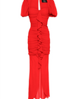CAPPUCCINO RUFFLE MAXI DRESS IN RED CHIFFON