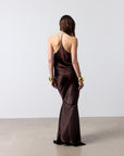 SUELO SKIRT IN CEDAR SILK SATIN