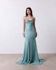 ATTICA MAXI DRESS IN SEA SILK CHIFFON - De La Vali