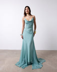 ATTICA MAXI DRESS IN SEA SILK CHIFFON - De La Vali