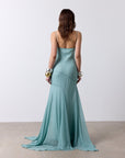 ATTICA MAXI DRESS IN SEA SILK CHIFFON - De La Vali
