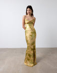 CLEODORA MAXI DRESS IN EL CEREZO SILK SATIN - De La Vali