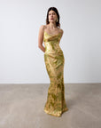 CLEODORA MAXI DRESS IN EL CEREZO SILK SATIN - De La Vali