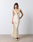 NEMA LONG DRESS IN CREAM SILK SATIN - De La Vali