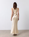 NEMA LONG DRESS IN CREAM SILK SATIN - De La Vali
