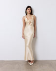 NEMA LONG DRESS IN CREAM SILK SATIN
