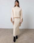 TRAMONTANA LONG DRESS IN CREAM JERSEY - De La Vali