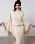 TRAMONTANA LONG DRESS IN CREAM JERSEY - De La Vali