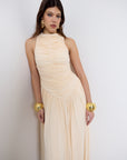 CYCLONE MIDI DRESS IN CREAM JERSEY