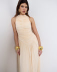 CYCLONE MIDI DRESS IN CREAM JERSEY - De La Vali