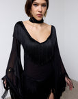 CRISTAL MINI DRESS IN BLACK CHIFFON
