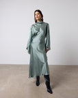 BAYAMO LONG DRESS IN SEA SILK SATIN - De La Vali